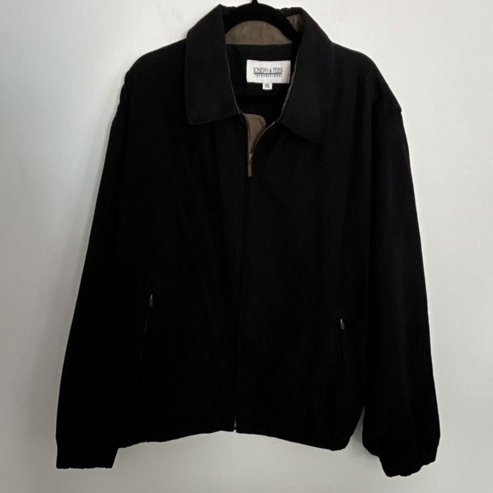 Joseph & Feiss Men's Black Bomber Jacket Full Zip Pockets Button Size XXL